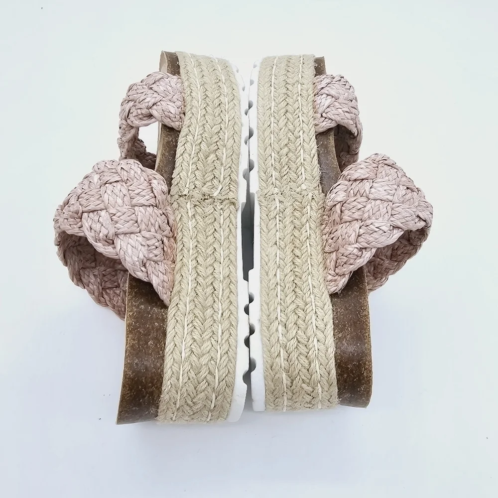 Madden Girl Blush Braided Raffia Pretty Espadrille Open Toe Platform Sandals